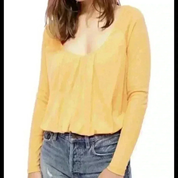 Free People Women's Bondi Thermal Top MEDIUM Malibu Orange Boho Cropped Tie Back - Picture 2 of 8